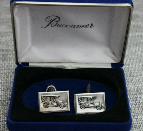 Silver oblong cuff links with